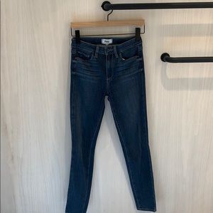 Paige medium wash high rise blue jeans